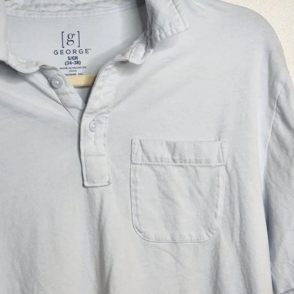 George Brand Purple Cotton Short Sleeve Pocket Front Polo Shirt Size S 34-36 - Picture 8 of 16